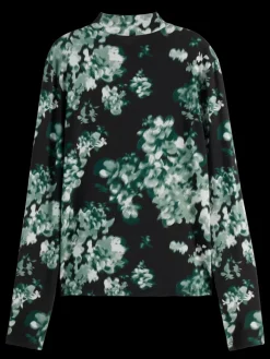 All over printed mock neck LS t-shirt-Scotch & Soda Best