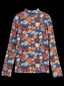 ALLOVER PRINTED MOCK NECK LONG-SLEEVED T-SHIRT-Scotch & Soda Hot