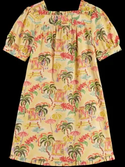 All-over printed short-sleeved linen blend dress-Scotch & Soda Outlet