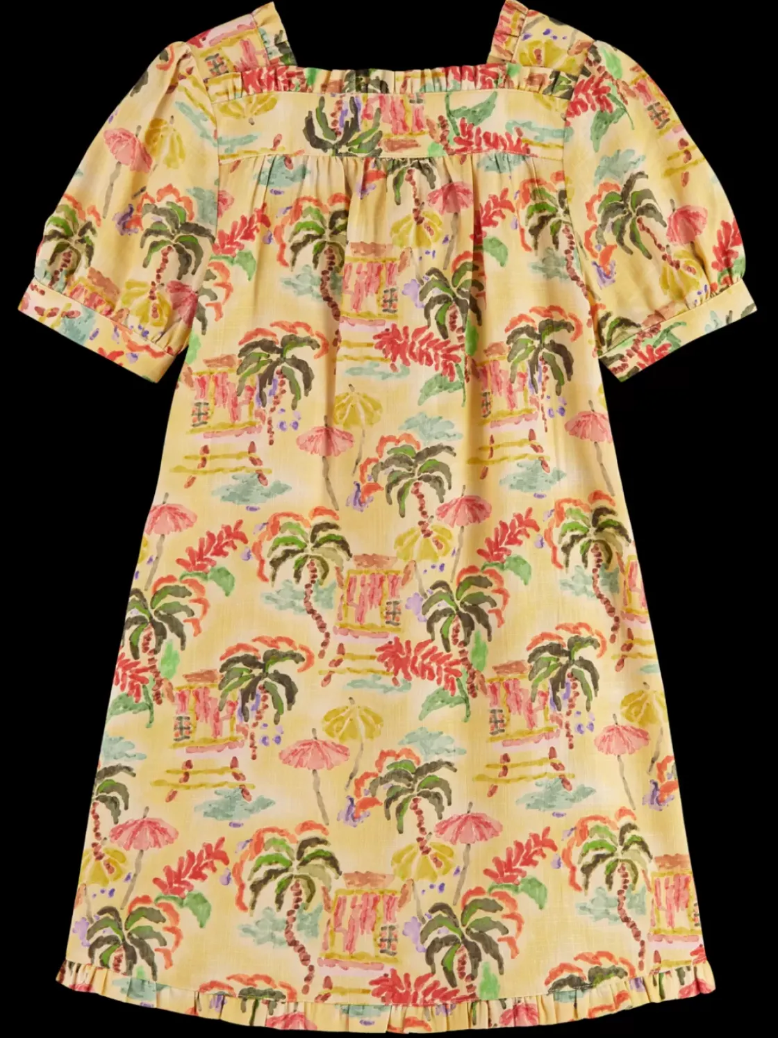 All-over printed short-sleeved linen blend dress-Scotch & Soda Outlet
