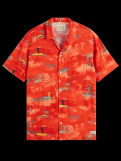 Allover printed viscose short sleeve shirt-Scotch & Soda Discount