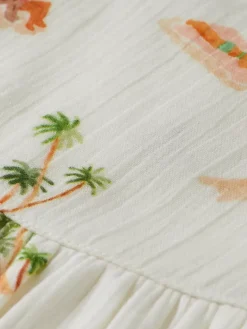 Capped sleeve all-over printed crinkle cotton dress-Scotch & Soda Outlet