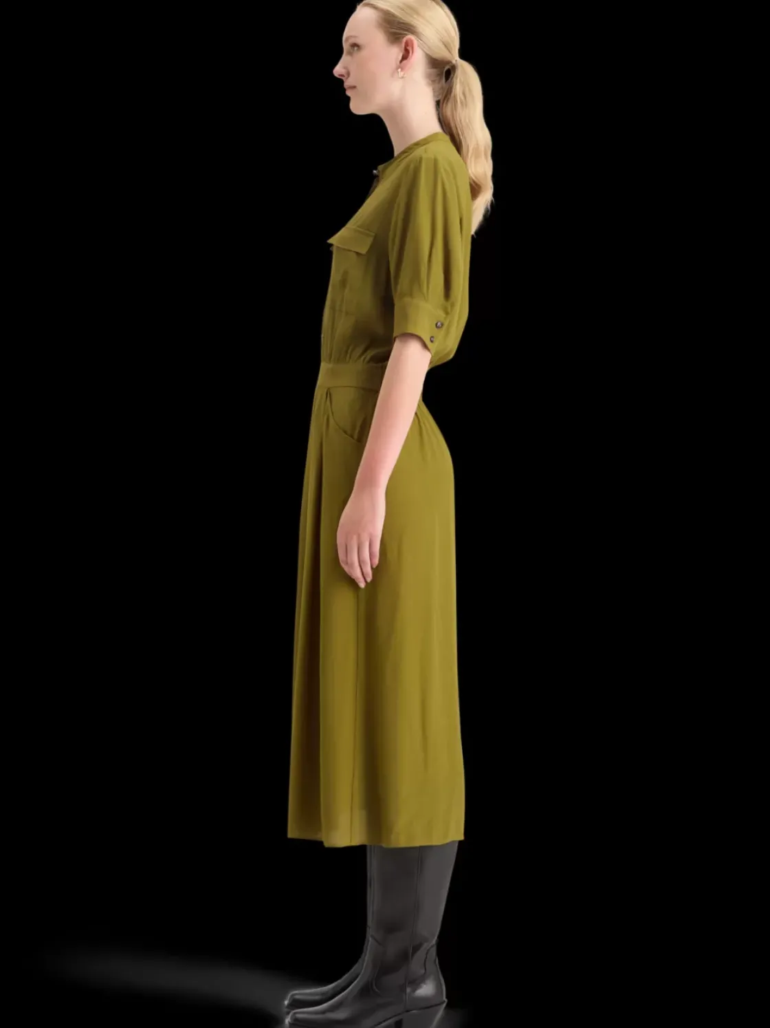 CREPE MIDI DRESS WITH CHEST POCKETS-Scotch & Soda Sale