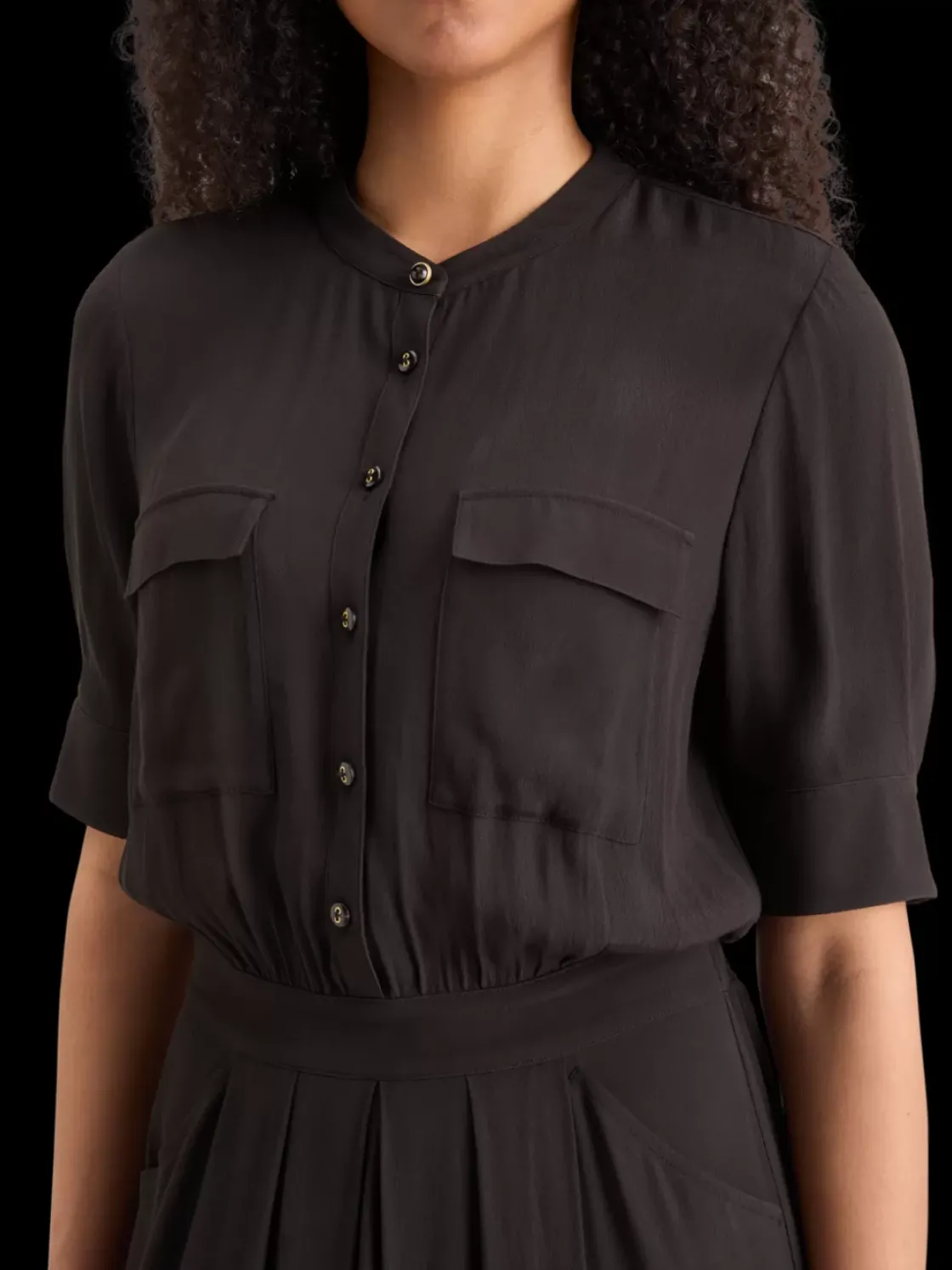 CREPE MIDI DRESS WITH CHEST POCKETS-Scotch & Soda Sale