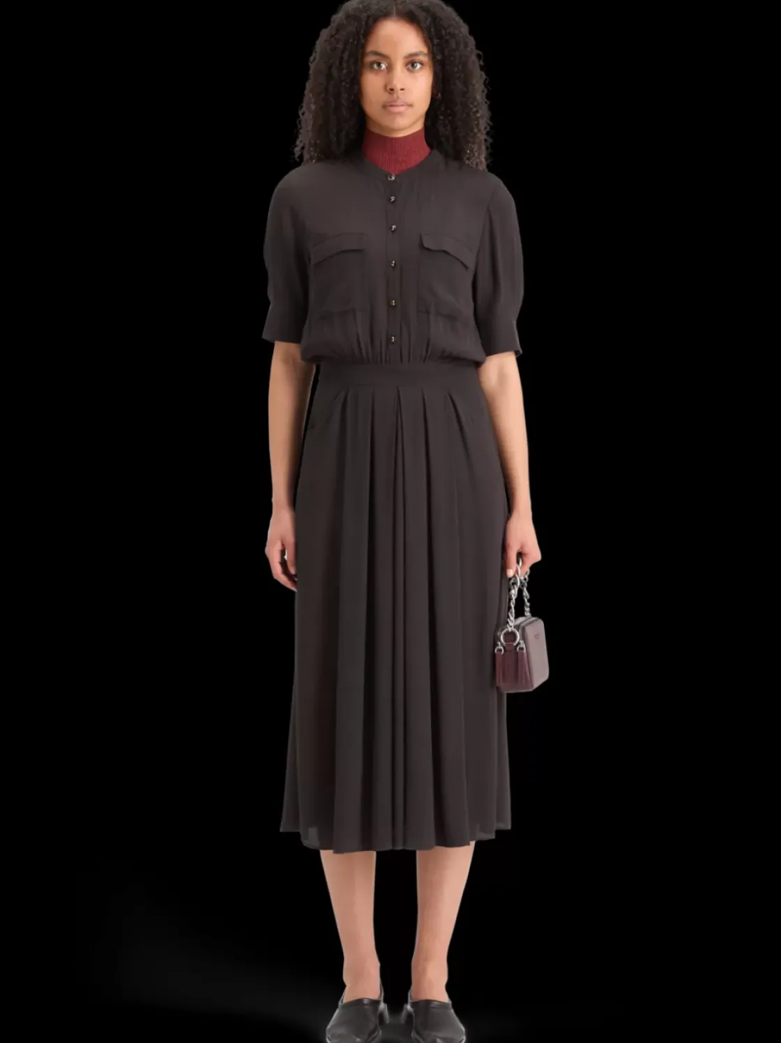 CREPE MIDI DRESS WITH CHEST POCKETS-Scotch & Soda Sale