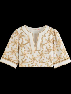 EMBROIDERED LINEN CROP TOP-Scotch & Soda Fashion