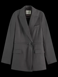 Essential DB TROPICAL WOOL BOYFRIEND BLAZER WITH BELT-Scotch & Soda Online