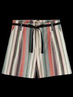HIGH RISE CRAFTED STRIPE SHORT-Scotch & Soda Hot