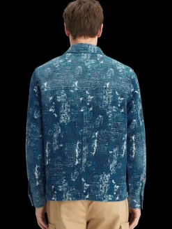 Indigo jacquard denim workwear jacket with wash effects-Scotch & Soda Fashion