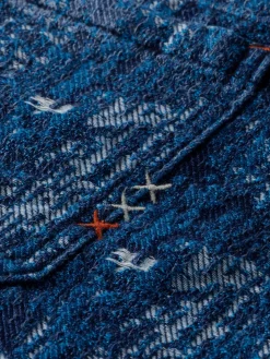 Indigo jacquard denim workwear jacket with wash effects-Scotch & Soda Fashion