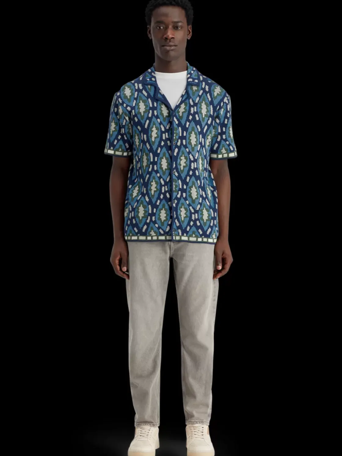 Jacquard knitted short-sleeved shirt-Scotch & Soda New