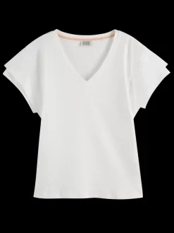 LAYERED SLEEVE BOAT NECK T-SHIRT-Scotch & Soda Hot