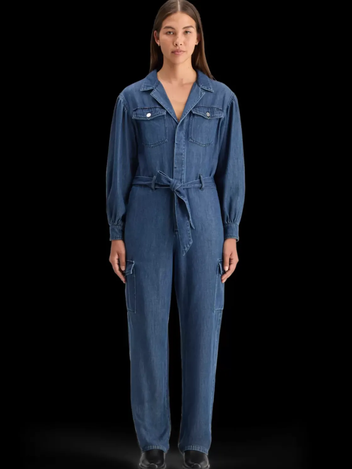 LIGHTWEIGHT DENIM JUMPSUIT IN DARK WASH WITH TONAL DETAILING-Scotch & Soda Outlet