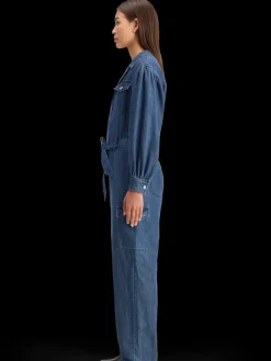 LIGHTWEIGHT DENIM JUMPSUIT IN DARK WASH WITH TONAL DETAILING-Scotch & Soda Outlet
