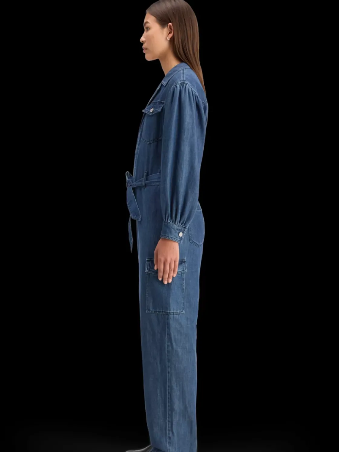 LIGHTWEIGHT DENIM JUMPSUIT IN DARK WASH WITH TONAL DETAILING-Scotch & Soda Outlet