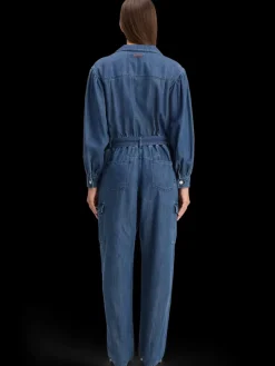 LIGHTWEIGHT DENIM JUMPSUIT IN DARK WASH WITH TONAL DETAILING-Scotch & Soda Outlet