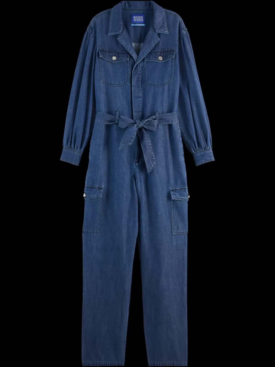 LIGHTWEIGHT DENIM JUMPSUIT IN DARK WASH WITH TONAL DETAILING-Scotch & Soda Outlet