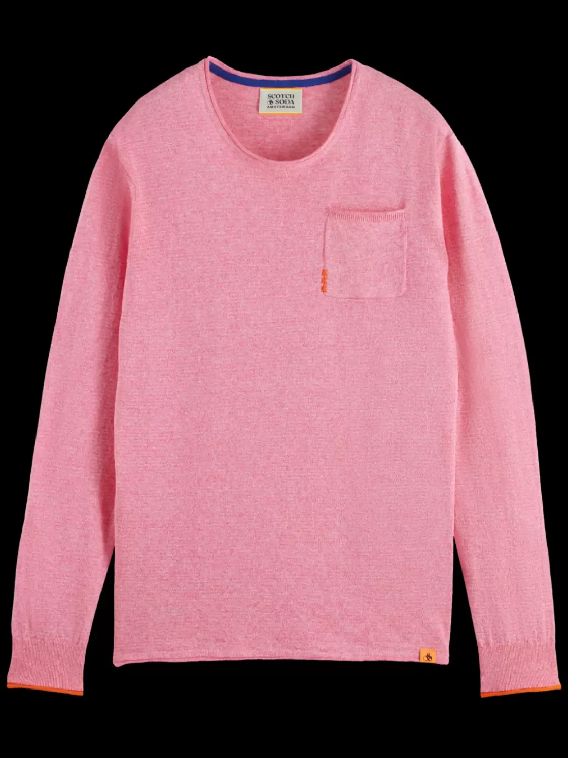 Linen cotton blend crew neck-Scotch & Soda Outlet