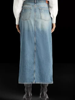 Long vintage washed denim skirt with front split-Scotch & Soda New