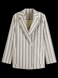 LUREX LINEN BLEND STRIPE BLAZER-Scotch & Soda Outlet