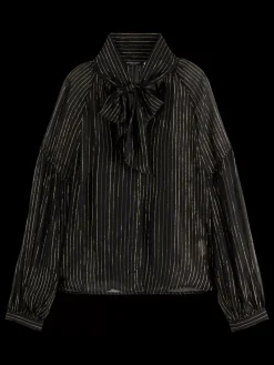 LUREX TOP WITH BOW NECK-Scotch & Soda Fashion