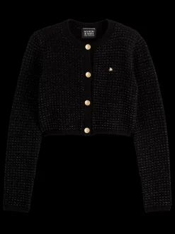 METALLIC TWEED STITCH CROPPED CARDIGAN-Scotch & Soda Outlet