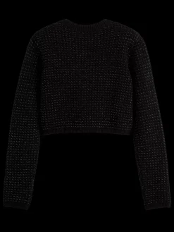 METALLIC TWEED STITCH CROPPED CARDIGAN-Scotch & Soda Outlet