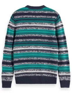 MIXED YARNS STRIPES EXTRA DROPPED SHOULDER SWEATER-Scotch & Soda Online