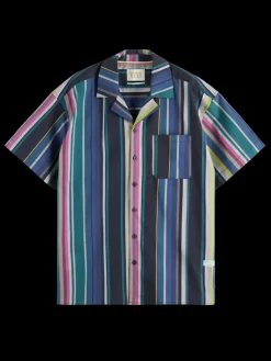 Multicolour striped fine cotton poplin hawaii shirt-Scotch & Soda Fashion