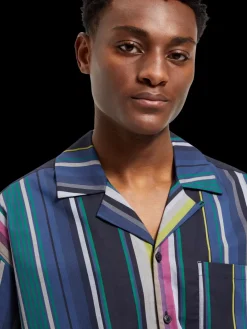 Multicolour striped fine cotton poplin hawaii shirt-Scotch & Soda Fashion