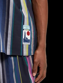 Multicolour striped fine cotton poplin hawaii shirt-Scotch & Soda Fashion