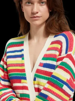 MULTICOLOURED INTARSIA KNITTED CARDIGAN-Scotch & Soda Outlet