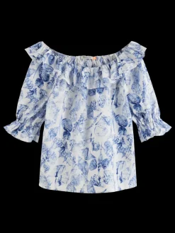 OFF SHOULDER TOP WITH RUFFLES-Scotch & Soda Fashion