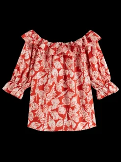 OFF SHOULDER TOP WITH RUFFLES-Scotch & Soda Fashion