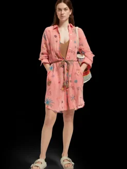 OVERSIZED SHIRT DRESS WITH MULTICOLOR EMBROIDERY-Scotch & Soda Online