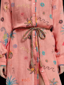 OVERSIZED SHIRT DRESS WITH MULTICOLOR EMBROIDERY-Scotch & Soda Online
