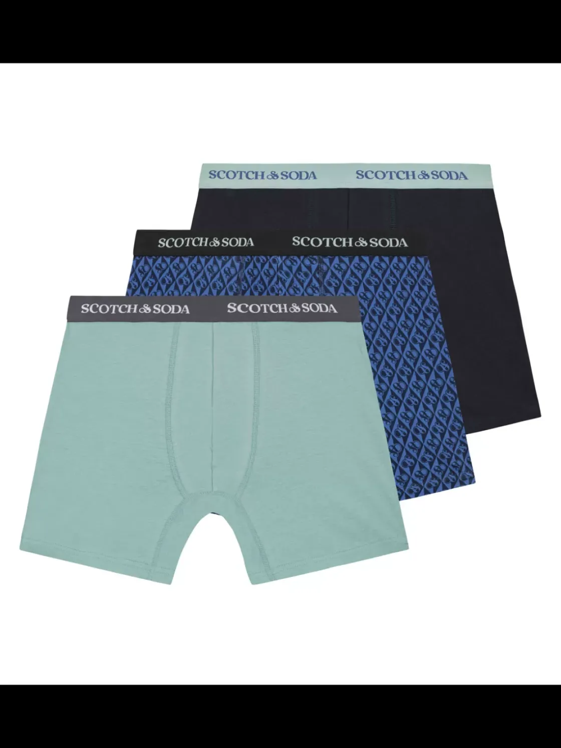 3PK MENS COTTON STRETCH BOXER BRIEF UNDERWEAR - 2 SOLIDS & 1 PRINT-Scotch & Soda Clearance