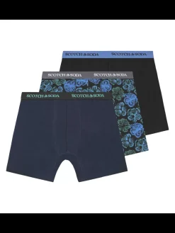3PK MENS COTTON STRETCH BOXER BRIEF UNDERWEAR - 2 SOLIDS & 1 PRINT-Scotch & Soda Clearance