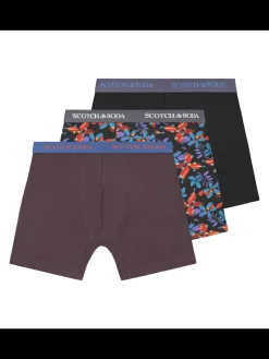 3PK MENS COTTON STRETCH BOXER BRIEF UNDERWEAR - 2 SOLIDS & 1 PRINT-Scotch & Soda Clearance