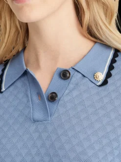 Pointelle collared knitted tee-Scotch & Soda Online