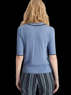 Pointelle collared knitted tee-Scotch & Soda Online