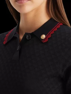 Pointelle collared knitted tee-Scotch & Soda Online