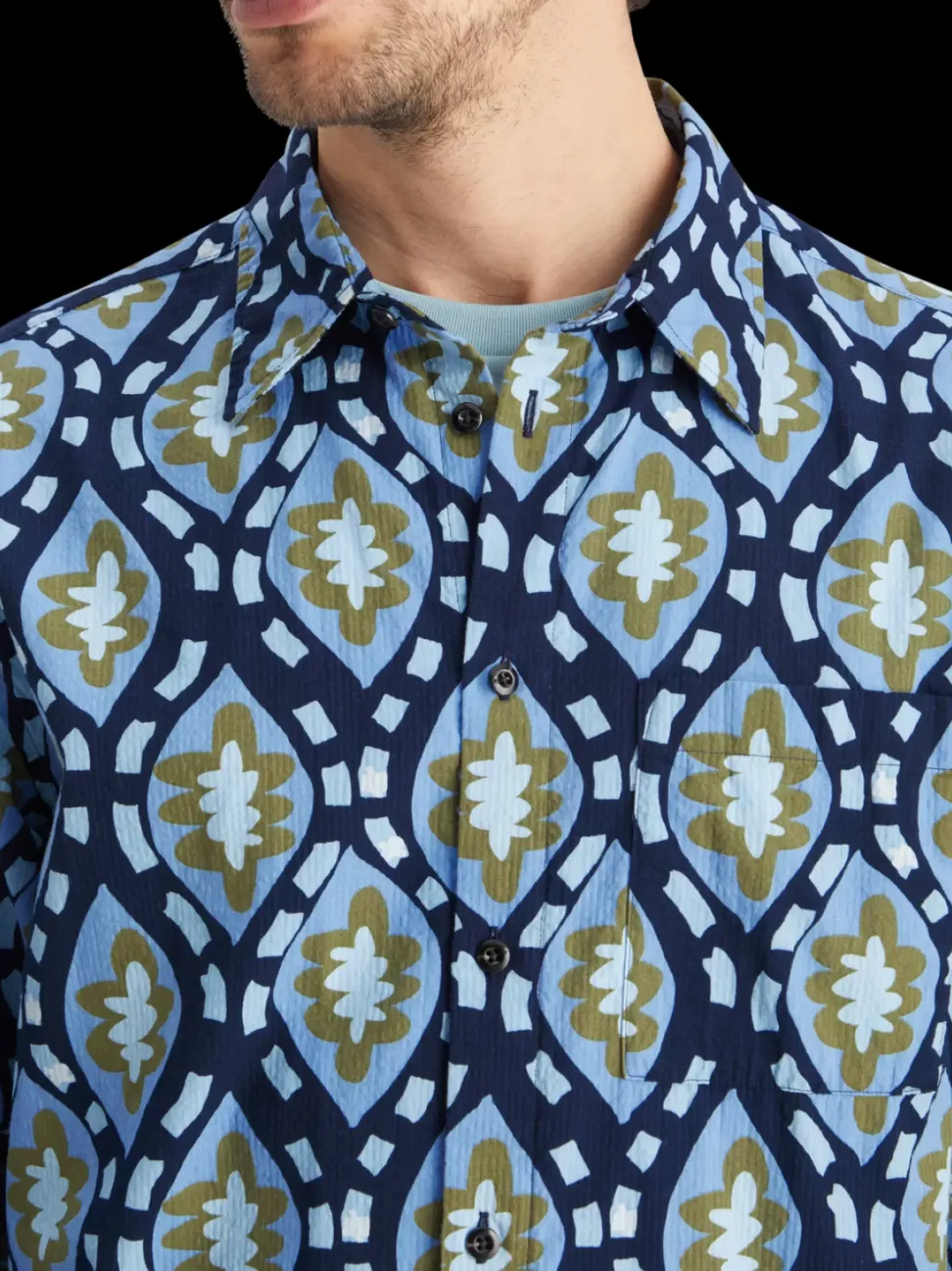 Printed seersucker shirt-Scotch & Soda Outlet
