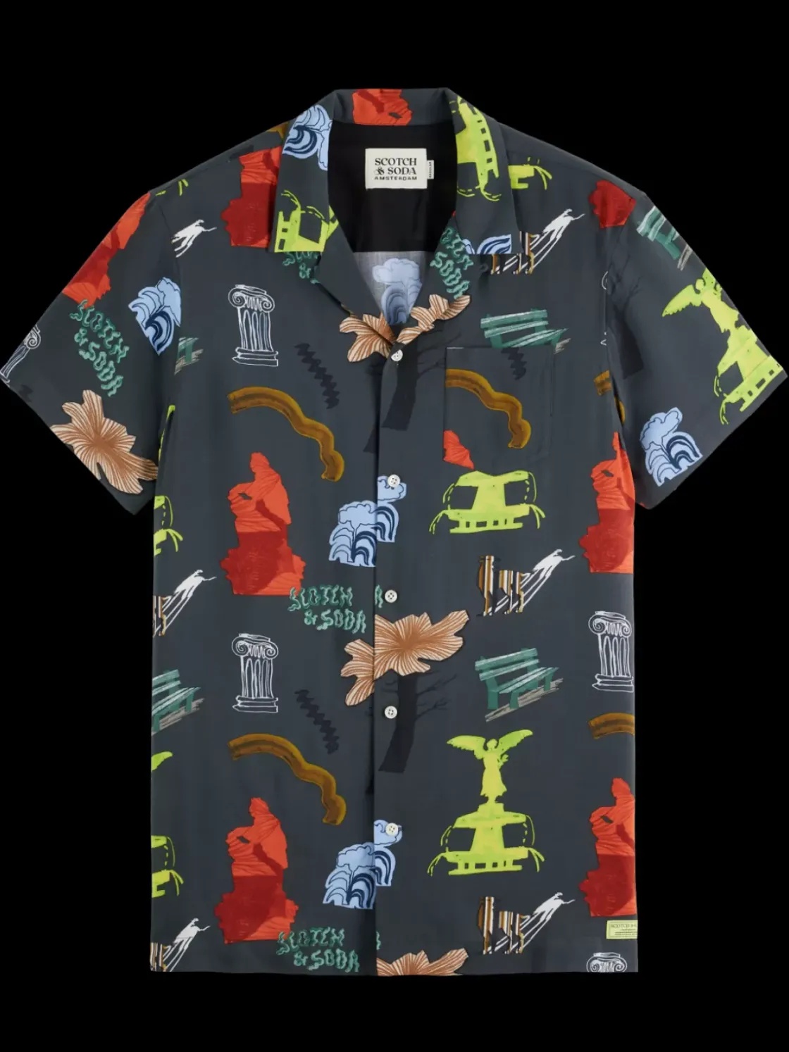 Regular fit short sleeve AOP viscose shirt-Scotch & Soda Sale