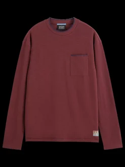 Relaxed fit blanket stitch slub longsleeve t-shirt-Scotch & Soda Fashion