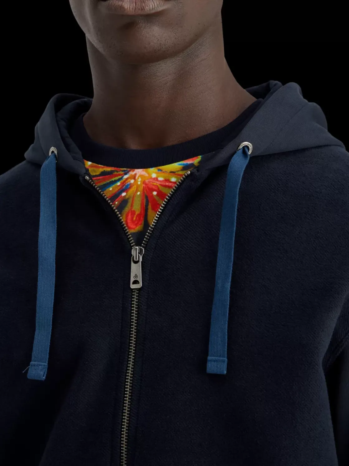 Reverse terry zip through hoodie-Scotch & Soda Outlet