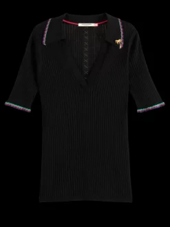 RIB COLLARED KNITTED TEE-Scotch & Soda Fashion