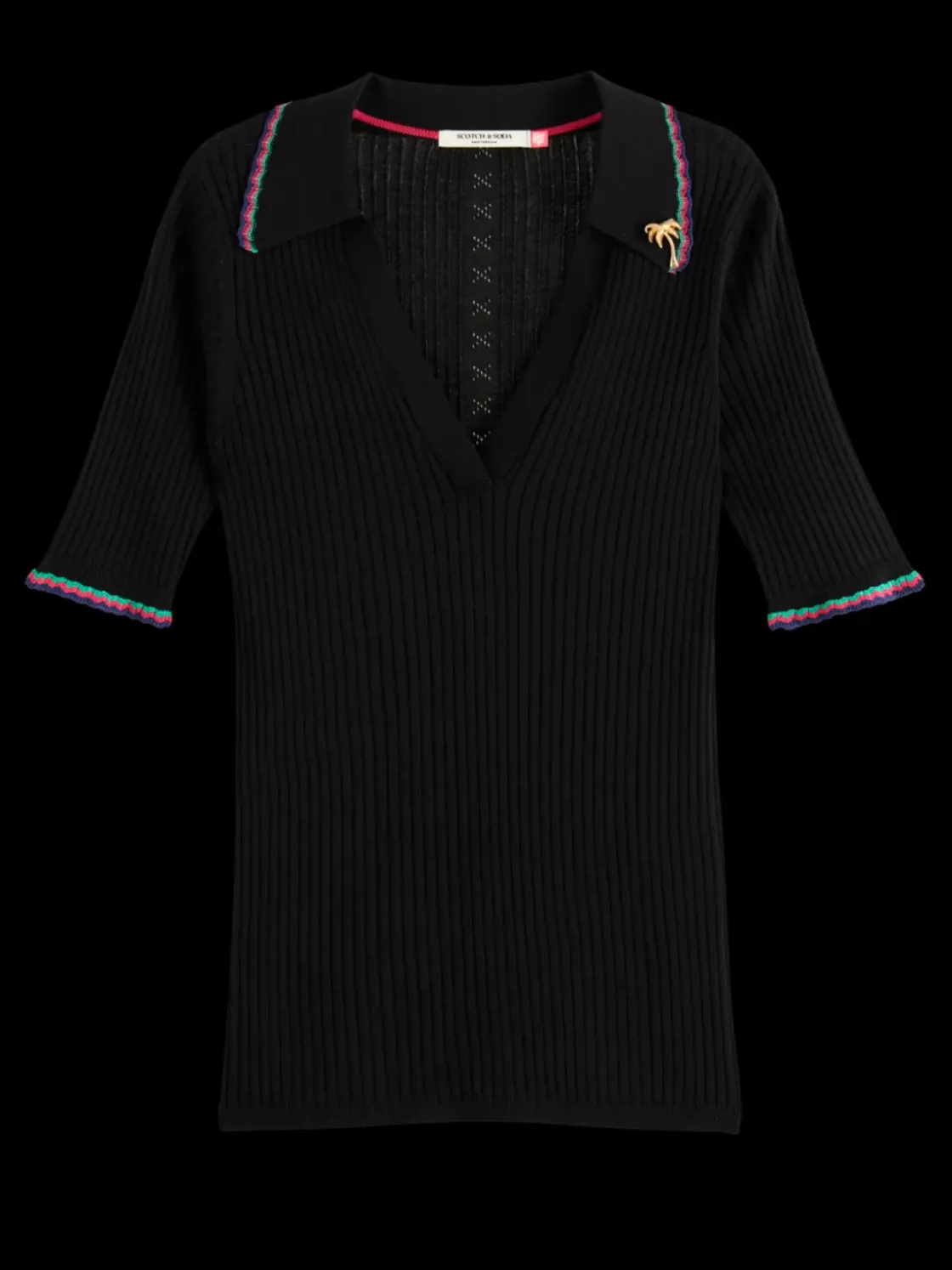 RIB COLLARED KNITTED TEE-Scotch & Soda Fashion