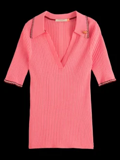 RIB COLLARED KNITTED TEE-Scotch & Soda Fashion