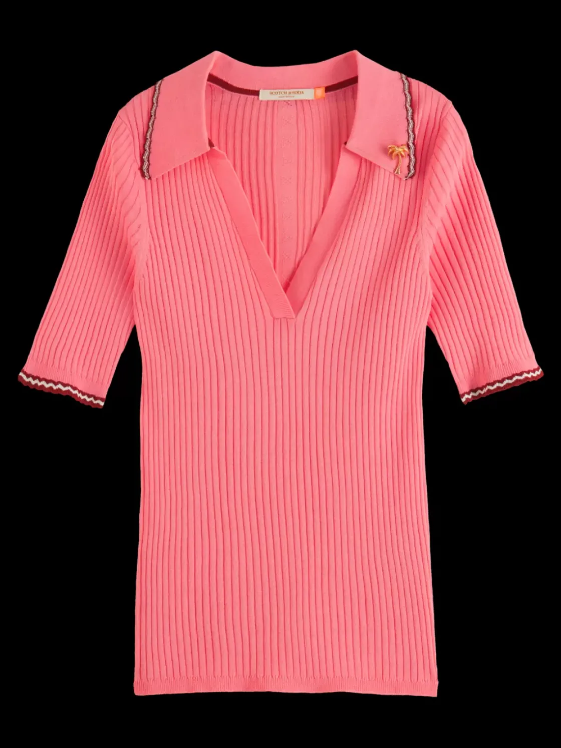 RIB COLLARED KNITTED TEE-Scotch & Soda Fashion